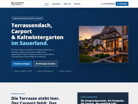 Website-Beispiel Carport und Terrasse: Terrassendach Sauerland
