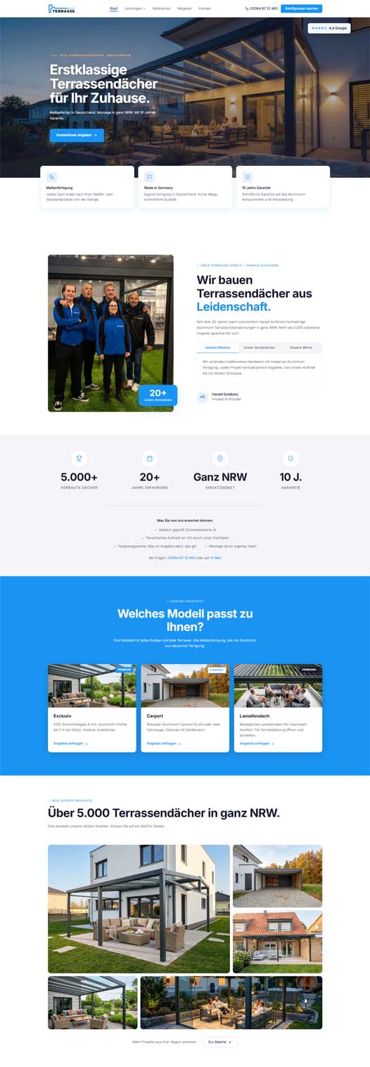 Beispiel einer Handwerker-Website, die Anfragen bringt