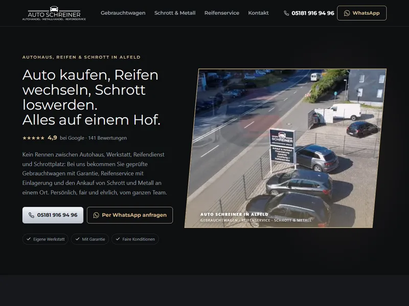 Startseite der Website von Auto Schreiner